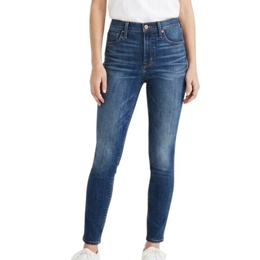 Madewell Skinny Jeans Womens 34P Blue 10" High Rise Denim Stretch‎ Pants Indigo